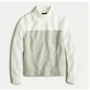 J. Crew Colorblock Mockneck Sweater Supersoft Yarn Cream Grey AE946 Size Large